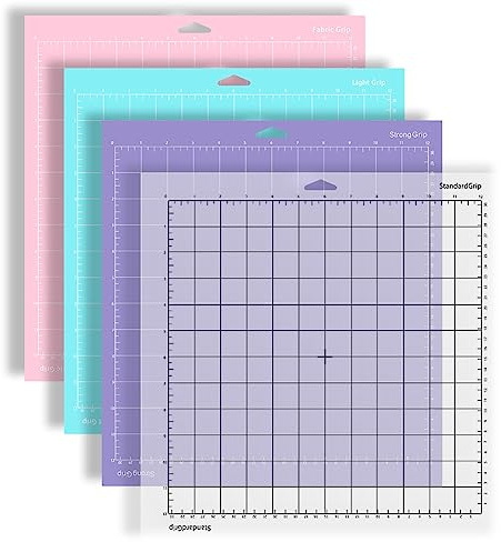 Lot de 4 Tapis de Découpe Silhouette (StandardGrip/LightGrip/StrongGrip/FabricGrip), 12 x 12 Pouces(30cmX30cm) Tapis de Découpe de Rechange pour Scrapbooking, Matelassage, Projets d'artisanat