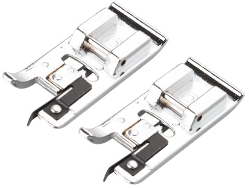 Jopto 2 Stücke Overlock Nähfuß Rollsaum Werkzeug für Meisten Nähmaschinen Inländische mit Niedrigem Schaft Kompatibel mit Brother Janome Toyota New Singer (mit Stopper)