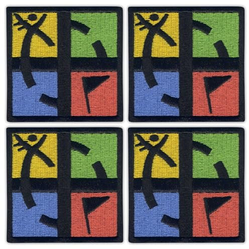 Uppsättning av fyra – geocaching – fyrkantig – stryk på/värmeförsegling – broderad lapp/märke/emblem