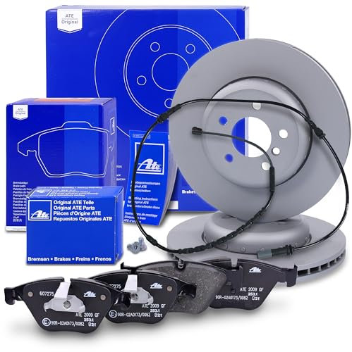 ATE Bremsenset Vorderachse inkl. Bremsscheiben vorne Ø 348 mm belüftet und Bremsbeläge vorne + Verschleißkontakt Kompatibel mit BMW 5er (F10), 5er Touring (F11)