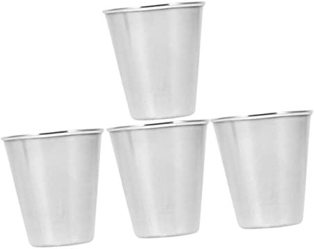 Mikinona 4stücke Edelstahl Schnapsbecher Mit Schöner Optik Wiederverwendbare Saftbecher Für Kalte Getränke Praktische Kleine Bierbecher Als Weinbecher Und Dekoration Für Zuhause Und