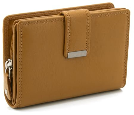 ekavale Damen Geldbörse aus weichem Leder mit RFID-Schutz - Damen-Portemonnaie (Curry)