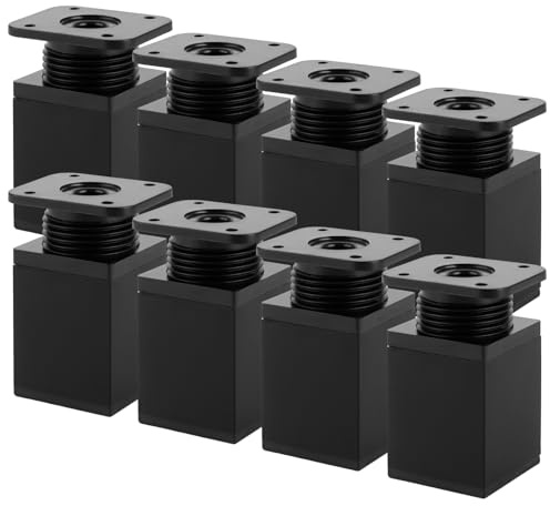 AKOLAFE 8 Stück Möbelfüße Verstellbar 6 cm Hoch Möbelfüße Schwarz Metall Möbelfüsse Höhenversteller Schwerlast 30kg Füße für Möbel Schrankfüsse mit Schrauben für Sofa, Schreibtisch, TV Schrank