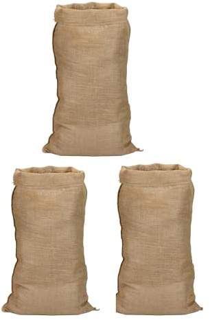 La Cordeline Lot 3 Sacs en Toile de Jute Naturelle 60 x 100cm - 50 Kg -Stockage Jardin, Pomme de Terre, Déchets Verts