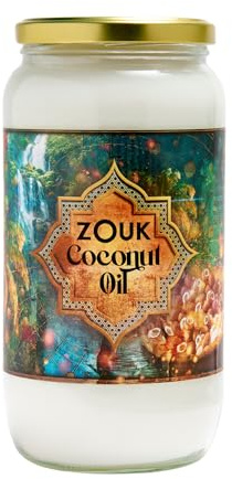 Zouk Coconut Oil | Odourless and Flavourless | Ideal for Cooking, Baking & Skin Care | Vegan Friendly (1kg)