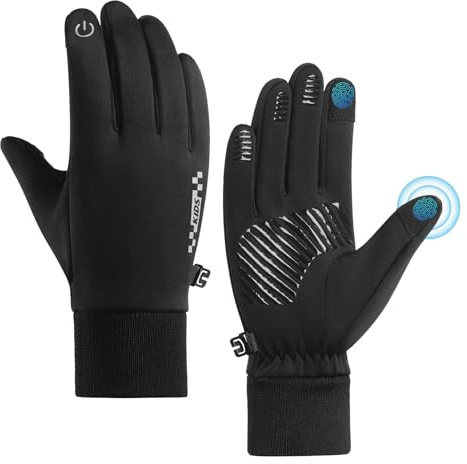 Long Keeper Cykelhandskar för barn, halkfria cykelsporthandskar för pojkar, flickor, pekskärm, varma vinter, sporthandskar, barn, cykel, klättring, fotboll (svart, S, handomkrets: 14–16 cm))