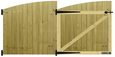 Premier Garden Supplies Made to Measure Tongue & Groove Fully Framed Arch Top Driveway Gates for Measurements Height 3ft - 4ft (90-120cm) x Width: 213cm - 244cm +600mm Hinge Ring Latch Kit
