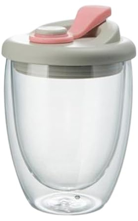 Tasse à café, tasses à, tasse à café transparent, tasse à café étanche, tasse à café isotherme à double paroi avec couvercle étanche pour café, thé et lait, tasse à en verre