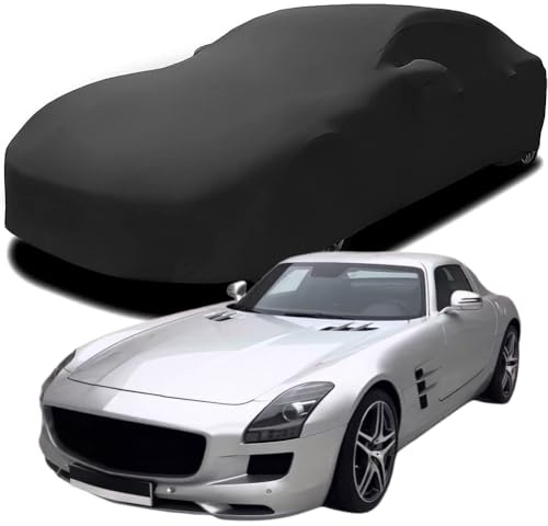 YMLVET Auto Abdeckung für Benz SLS AMG 2010, Indoor Schutz Elastisch Atmungsaktiv Staubschutz Weich Stretch Stoff Autoabdeckung,Black