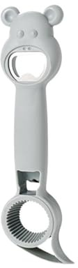 Abrelatas Abridor de botellas multiusos 4 en 1 for cerveza, latas, frascos y tapas(Gray)