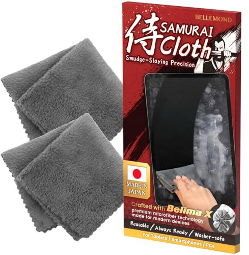 BELLEMOND 「Samurai Cloth」 Japanese Microfibre Cleaning Cloth, Small 2 Pack | Made in Japan, Washable and reusable, Lint-free cleaning, Ideal for phones, glasses, lenses and small screen