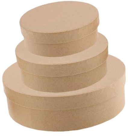 HEALSOPTHY 3 piezas Cajas Redondas de Papel Kraft con Tapa para Almacenamiento y Embalaje de Regalos para Dulces Té y Manualidades Diseño DIY para Decoración Personalizada