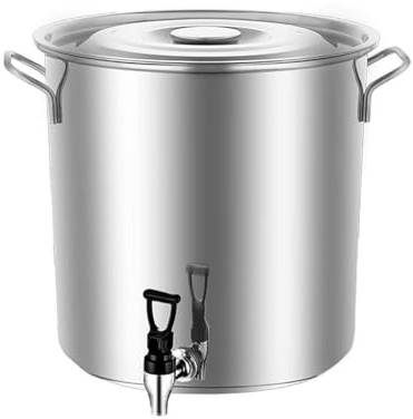 Olla de sopa de acero inoxidable con tapa y grifo, olla de cocción lenta de 10 L, cubo de vino versátil, ideal para cocinar y servir, 25 x 25 cm, y elegante, perfecta para el hogar y fiestas