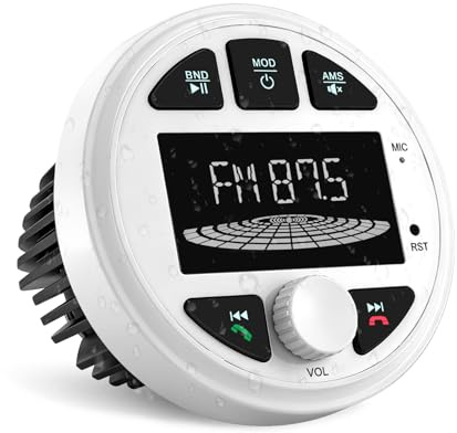 Liwogi Radio Am/FM Estéreo Reproductor MP3 Receptor Impermeable | Multimedia para Barcos, Yates Marinos y Embarcaciones, Pantalla LED de 3 Pulgadas