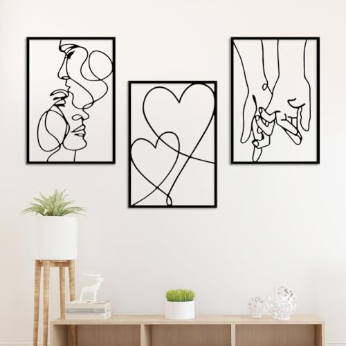 FARYODI Minimalistische Metall 3 Stück Wanddeko aus Metall Wanddekoration Wandkunst Deko Abstrakte Frau für Schlafzimmer und Wohnzimmer