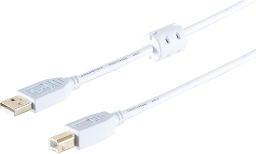 1aTTack.de 1 x USB-A-adapterkabel, USB-B, 2.0, Ferrit, vit, 1 m – Med denna vanliga USB-kabel kan du ansluta en extern hårddisk till din dator till exempel