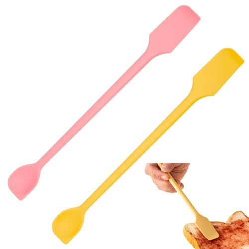 Set de 2 Espatula Silicona Mini con Doble Cabezal – Espatulas Silicona Cocina para Recipientes Estrechos – Espatulas Silicona Multiusos Repostería y Cocción – Lengua Silicona Cocina Aprovecha Todo