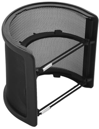 yuwqqoajv Paravientos para micrófono, filtro portátil en forma de U, micrófono esencial, malla metálica modular, mantiene el equipo seguro para un sonido, Negro sin Algodón, 3.15 x 2.95 pulgadas