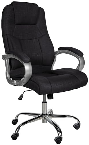 CLP Bürostuhl ergonomisch Apoll XL, höhenverstellbar drehbar, mit Armlehnen und Wippmechanismus, Stoffbezug schwarz, Schreibtischstuhl für Büro, Farbe:schwarz
