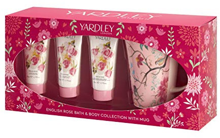 Yardley London Rose Bath and Body Gift Set with Mug