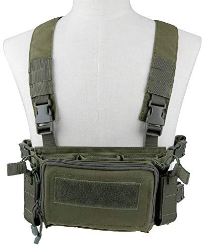 FUZKI Taktische Weste Recon Chest Rig für Herren Damen mit 5,56 9mm Magazine Taschen Tactical MOLLE Weste für Airsoft Paintball Armee Polizei Militär Jagd Kampf