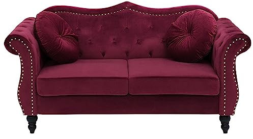 Beliani Stilvolles und Elegantes 2-Sitzer Sofa in Burgunderrot SKIEN