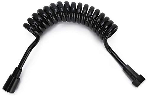 Flexible Bidet Shower Hose, Black PE Plastic Spring Design Shower Pipe with Large Bore Nozzle 2M Length Bidet Sprayer for Toilet Hygiene Pet Bathing