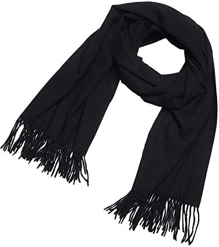 DonDon Schal Damen Winter Wollschal Winterschal groß und flauschig 200 x 70 cm - Schwarz