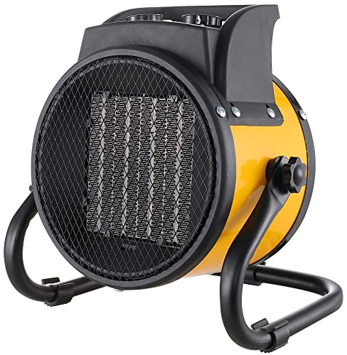 The Fellie 2000W Industrial Space Fan Heater, Metal Tilting Drum Heater, Waterproof Electric Fan Heater for Garages Restaurant Workshops Office Home (Yellow)