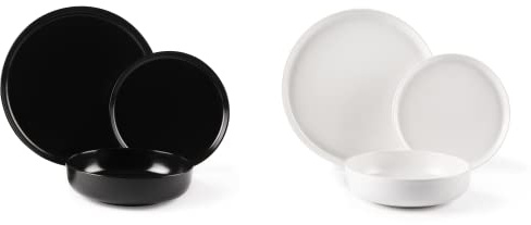 Excelsa Nordic Tafelservice, 12-teilig, Keramik, Weiß und Schwarz
