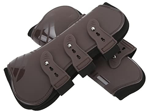 Protector de Patas Delanteras de Caballo, Botas Protectoras de Patas de Caballo Transpirables Ligeras Que Absorben Golpes, Comodidad Ajustable para Saltar Montar(Par de Patas Delanteras Marrones, L)