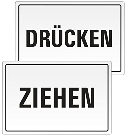 Aufkleber - Ziehen Drücken 130x90 mm | 2er Set UV-sicher ideal für Glastüren 43740
