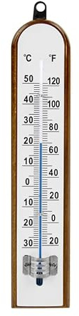 Zimmerthermometer Thermometer Innen Außen Holz Metall Außenthermometer Analog Raum Garten Weiß MD5