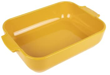 PEUGEOT - Rechteckige Auflaufform aus Keramik - 40 cm x 27,2 cm x 8,3 cm - Fassungsvermögen: 5,2 L - 10 Jahre Garantie - Französisches Know-howreich - Safrangelb