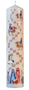 Alison Gardiner Nativity Christmas Wax Unique Festive Advent Pillar Candle 50 Hours Burn Time 4.5 cm x 25.5 cm