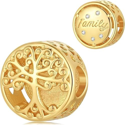 PHCLASY Charms Golden Family Tree Charms für Frauen 925 Sterling Silber für Armbänder und Halsketten Schmuck Frauen Perlen Geschenk