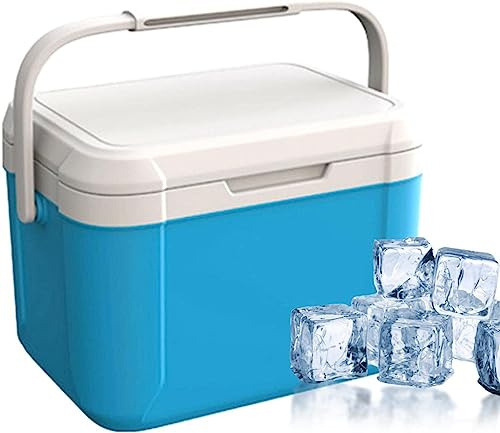 Kleine Kühlbox, Hartschale, isolierte Kühlbox, tragbar, für Party, Camping, Strand und Outdoor-Aktivitäten (Blau)