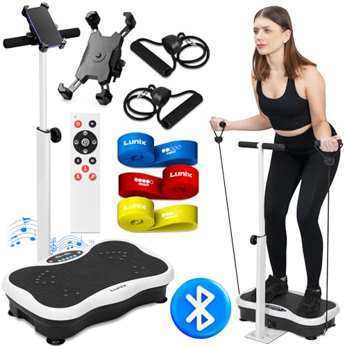 Lunix LX18 Vibration Plate Exercise Machine, Power Platform for Lymphatic Drainage, Full Body Workout Home Fitness Equipment with Handles, Magnetic Acupoints & Phone Holder
