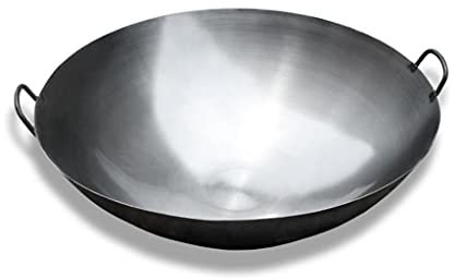OQHAIR Wok de Hierro Fundido con 2 Asas, woks y sartenes para saltear Wok Martillado Chino Pow Wok de Fondo Redondo Woks japoneses Tradicionales Chinos (Size : 80cm/31.5in)