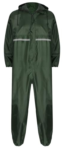 Jugaoge Unisex Motorrad Regenanzug für Damen und Herren Outdoor Einteiler Wasserdichter Overall Jumpsuit mit reflektierenden Streifen Arbeitsoveralls