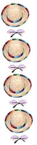 FRCOLOR 4sätze Mexikanischer Stil Haustier Hut Mit Sonnenbrille Teiliges Für Katzen Und Hunde Für Sommerpartys Fotoshootings Und Besondere Anlässe Sicher Und Bequem Für Ihr Haustier