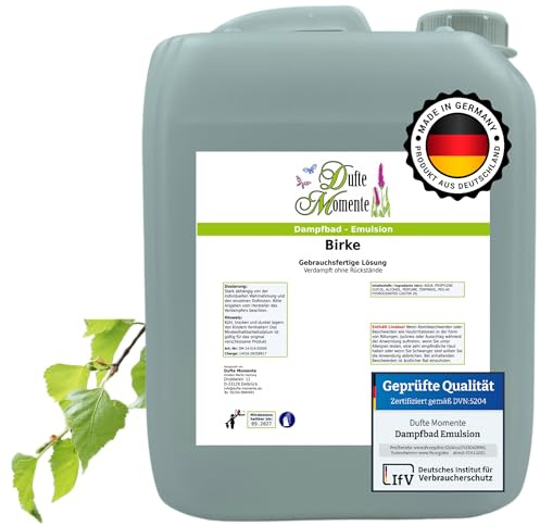 Dufte Momente Dampfbad-Emulsion 5 Liter Birke | Gebrauchsfertig | Hochwertige Formel | Für gewerbliche Dampfbäder, Thermen & Spas