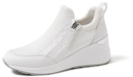 QUEEN HELENA Scarpe da Ginnastica con Zip Laterale Sneakers con Zeppa Casual Donna X30-24 (Bianco, Sistema Taglie Calzature EU, Adulto, Donna, Numero, Media, 38)
