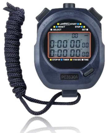 HERCHR Stoppuhr, PC3830a ABS-Sport-Lauf-Stoppuhr, Elektronische Leichtathletik-Countdown-Stoppuhr Mit Trageband Für Trainer-Schiedsrichter(Schwarz)