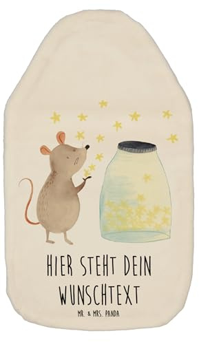 Mr. & Mrs. Panda Wärmflasche mit Namen Maus Sterne - Weiß