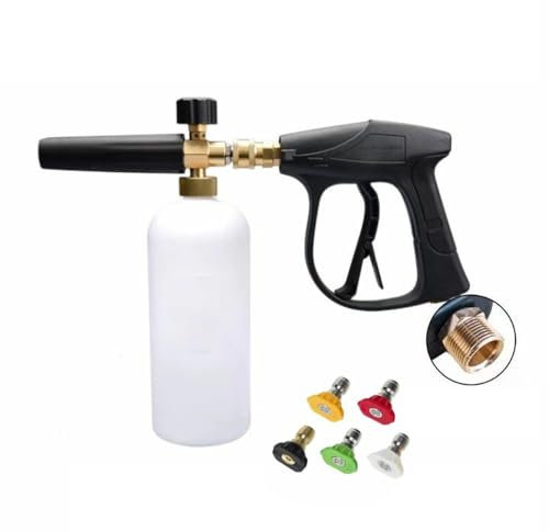 Shkalacar 5 Teilige Hochdruckreiniger Schaumlanze Pistole, Hochdruckreiniger Düsenspitze 0–60° mit 1L Schaumflasche, 1/4 Zoll Schnellanschluss, Außengewinde 22 mm, Innengewinde 14 mm