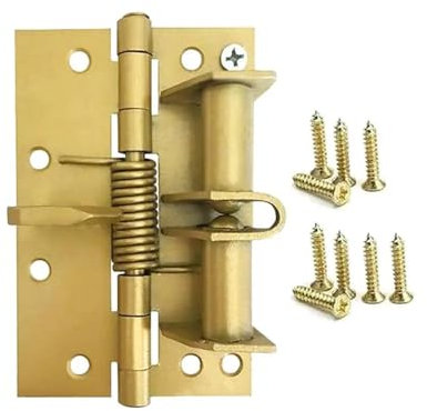 Selbstschließend Feder Scharnier Positionierungsscharnierfeder Selbstausrichtendes Scharnier Automatische Schließtür Multifunktions-Fliegengittertür, Holztürscharnier Federbelastete Scharniere(Gold)