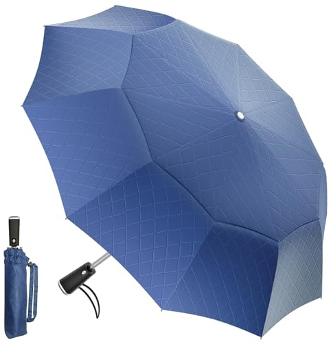 Satol Grande ombrello da golf antivento, 10 costole, apertura e chiusura automatica, a doppia cupola, ventilato, robusto, portatile, pieghevole, per viaggi, protezione UV, resistente al vento e alla