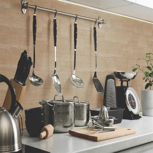 Piastrelle Adesive Cucina Colore Beige Pannelli Decorativi Adesivi per Pareti in PVC-piastrelle adesive Resistente all'Acqua per Cucina e Bagno,mattonelle adesive cucina 16 PC(10X20CM)