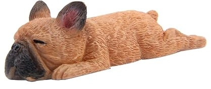 VICASKY Kleine Französische Bulldogge Modell Figur Dunkelbraun Kunststoff Spielzeug Tierfigur Deko Geschenk Für Junge Mädchen Schreibtisch Dekoration Tiermodell Ohne Magnet Für Auto Deskto
